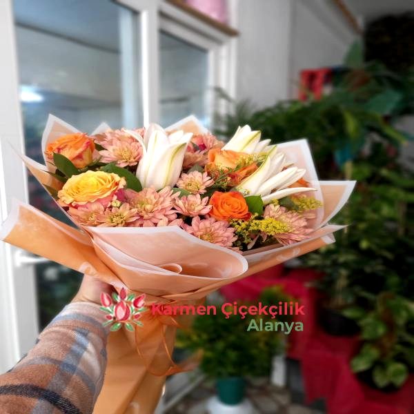  Alanya Çiçek Gönder - Turuncu buket