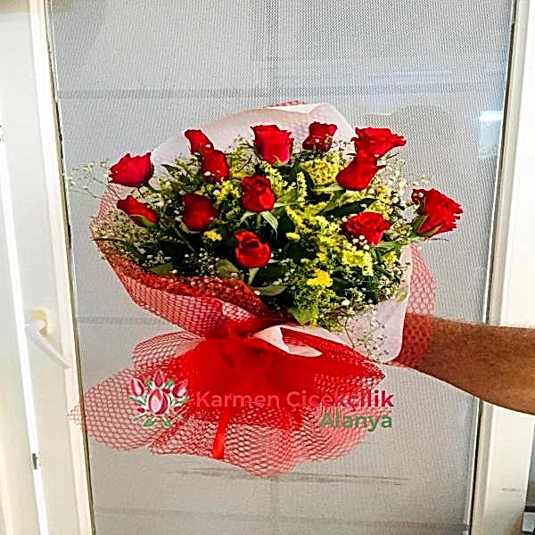  Alanya Çiçek - 15 Kırmızı Gülden Buket