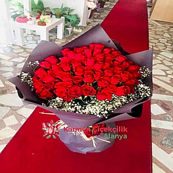  Alanya Çiçekçiler - 51 KIRMIZI GÜLDEN BUKET